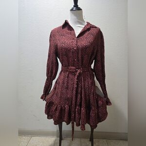 Boohoo Black and Red Long Sleeve Dress